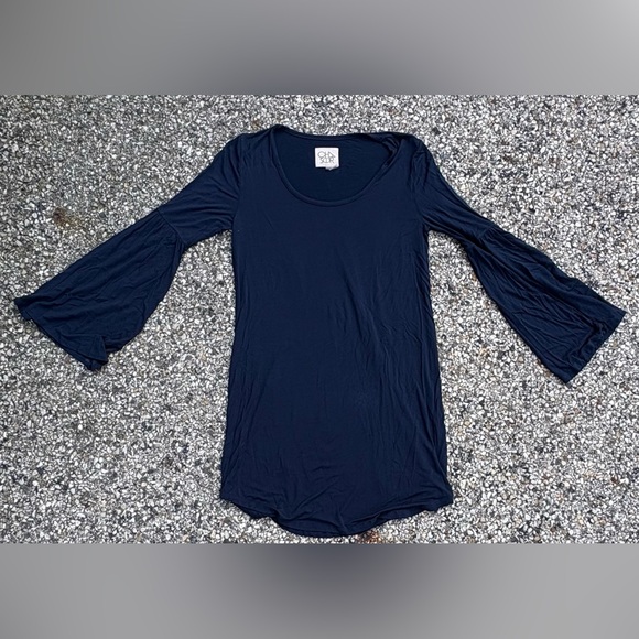 Chaser | Bell Sleeve | Mini Dress | Navy |Size Medium | Knit Jersey | - Picture 4 of 12